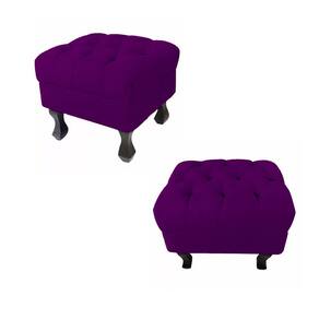 Kit 02 Puffs Decorativo Luiz Xv Veludo Roxo - Montanaris Decor