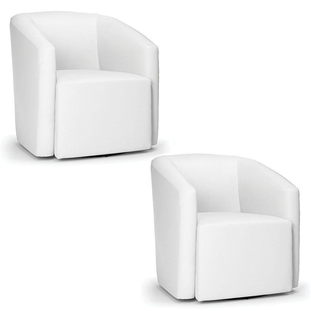 Kit 2 Poltronas Stella Max Corino Branco Base Giratória - D`rossi