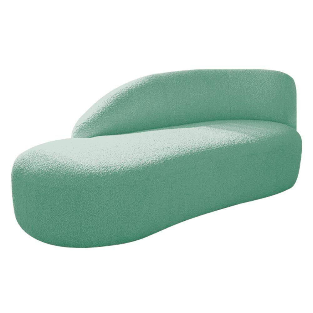 Divã Recamier Curvo Luna 185cm Lado Esquerdo Suede - Adj Decor Cor Azul Tiffany