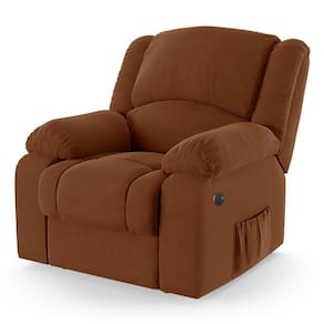 Poltrona Do Papai Reclinável Melim Power Elétrica Usb Veludo Terracota Fh1 - D`rossi