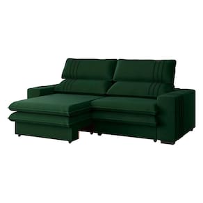 Sofá 2 Lugares Retrátil Noruega 180 Cm Veludo Verde Pés Tabaco - D`rossi