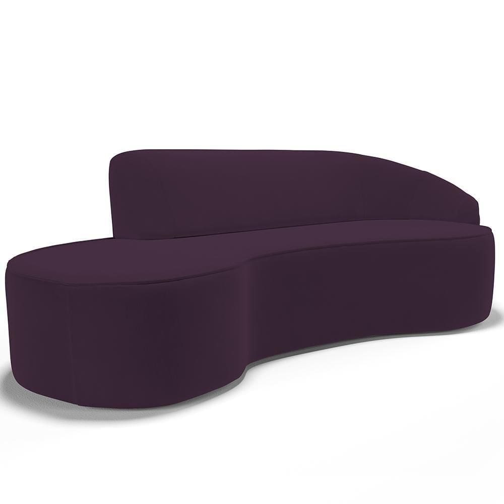 Sofá 4 Lugares Curvo Sala De Estar Living Firenze Direito D02 Veludo Roxo 280 Cm C-292 - Lyam