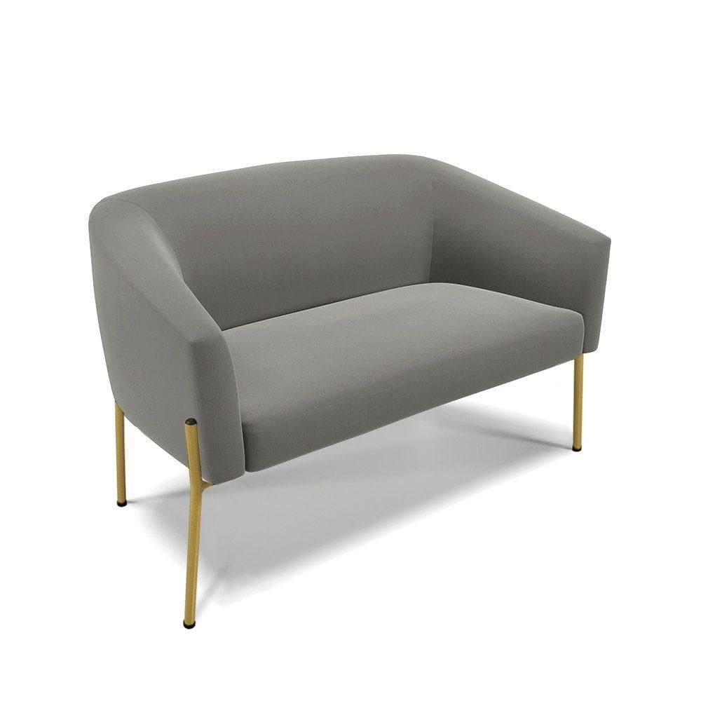 Sofá Namoradeira 2 Lugares Pé De Ferro Dourado Stella Suede Grafite D03 - D`rossi
