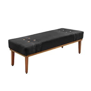 Divã Recamier Banco Base Madeira Para Quarto Gênova 90cm Veludo S04 - D`rossi Cor Preto