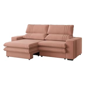 Sofá 2 Lugares Retrátil Noruega 180 Cm Veludo Pés Tabaco - D`rossi Cor Rose