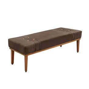 Divã Recamier Banco Base Madeira Para Quarto Gênova 90cm Veludo S04 - D`rossi Cor Marrom