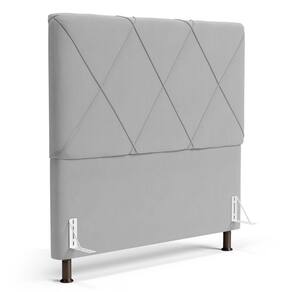 Cabeceira Cama Box Casal Mel 140cm Com Frame Veludo Cinza Claro - Desk Design