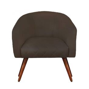 Poltrona Bianca Com Tressê Suede Pés Palito Castanho - D`rossi Cor Marrom