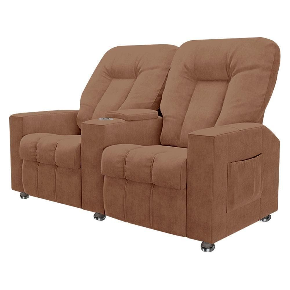 Poltrona Reclinável Para Cinema 2 Lugares Sora Veludo Terracota Fh1 - D`rossi