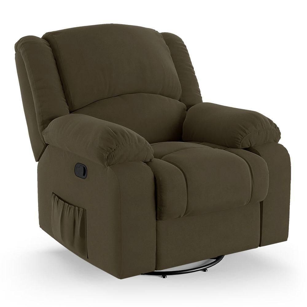 Poltrona Do Papai Reclinável Melim Glider Giratória Massagem Veludo Fh1 - D`rossi Cor Capuccino
