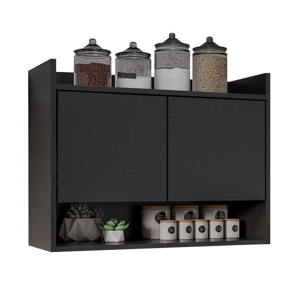 Armário De Cozinha Aéreo 70,5 Cm Com Nicho Colin M12 - D`rossi Cor Preto