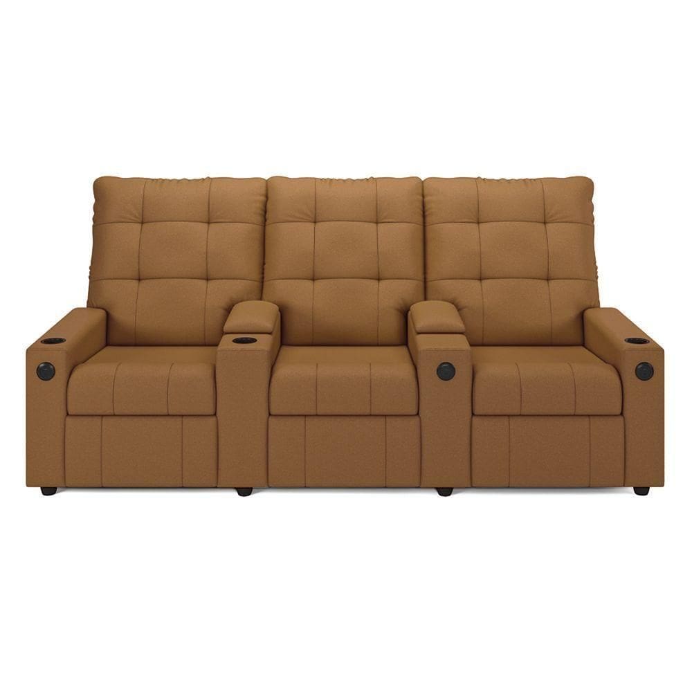 Poltrona Reclinável Para Cinema Parma 3 Lugares Baú Usb Pu Caramelo Fh1 - D`rossi