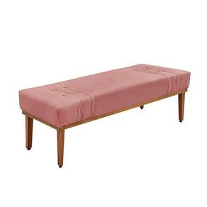 Divã Recamier Banco Base Madeira Para Quarto Gênova 90cm Veludo S04 - D`rossi Cor Rosa