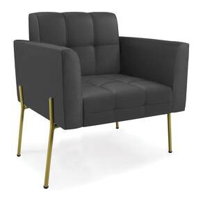Poltrona Pé De Ferro Dourado Para Sala Elisa Corino D03 - D`rossi Cor Preto