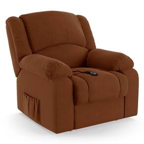 Poltrona Do Papai Reclinável Melim Controle Power Elétrico Veludo Fh1 - D`rossi Cor Terracota