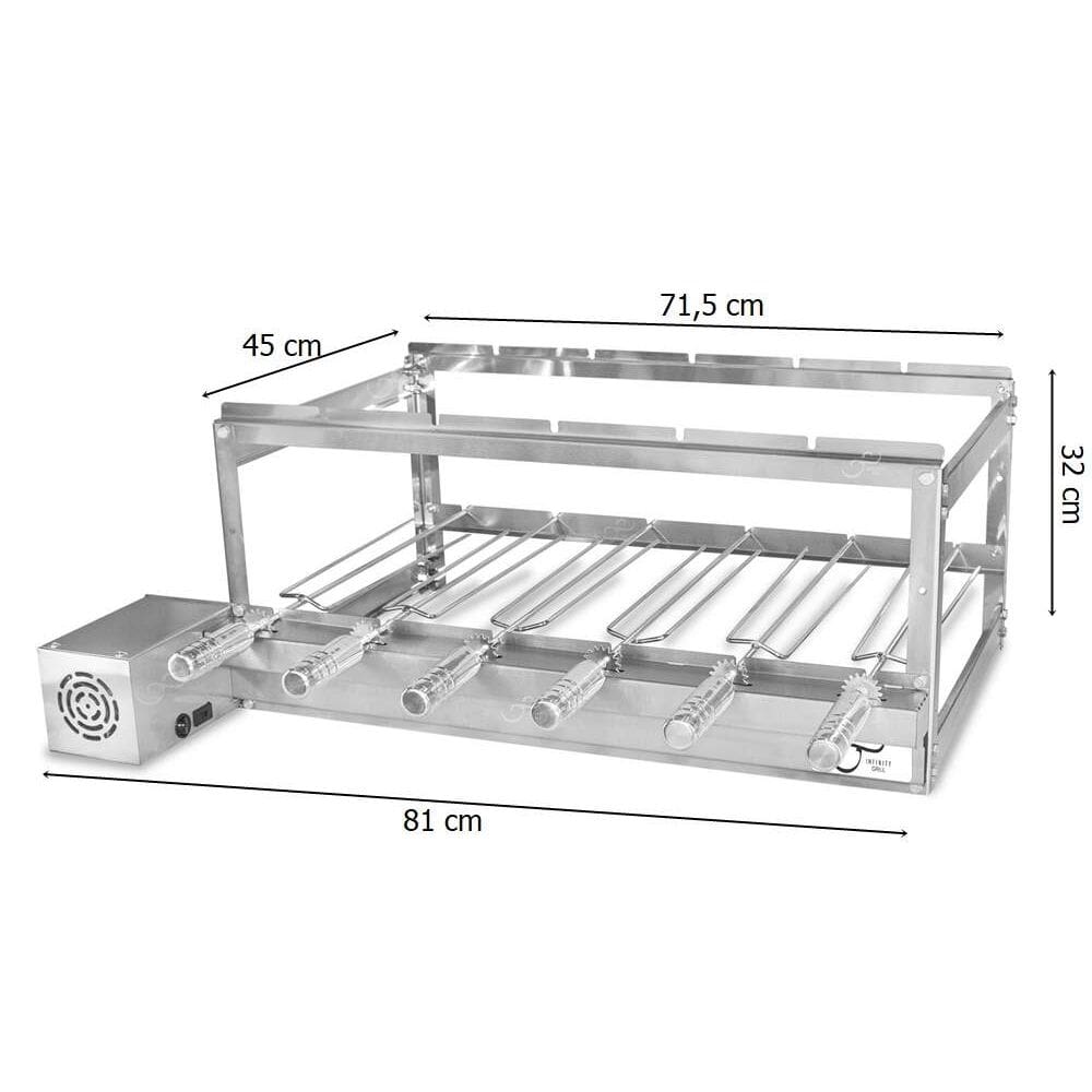 Grill Giratório em Inox para Churrasqueira com 6 Espetos - Infinity