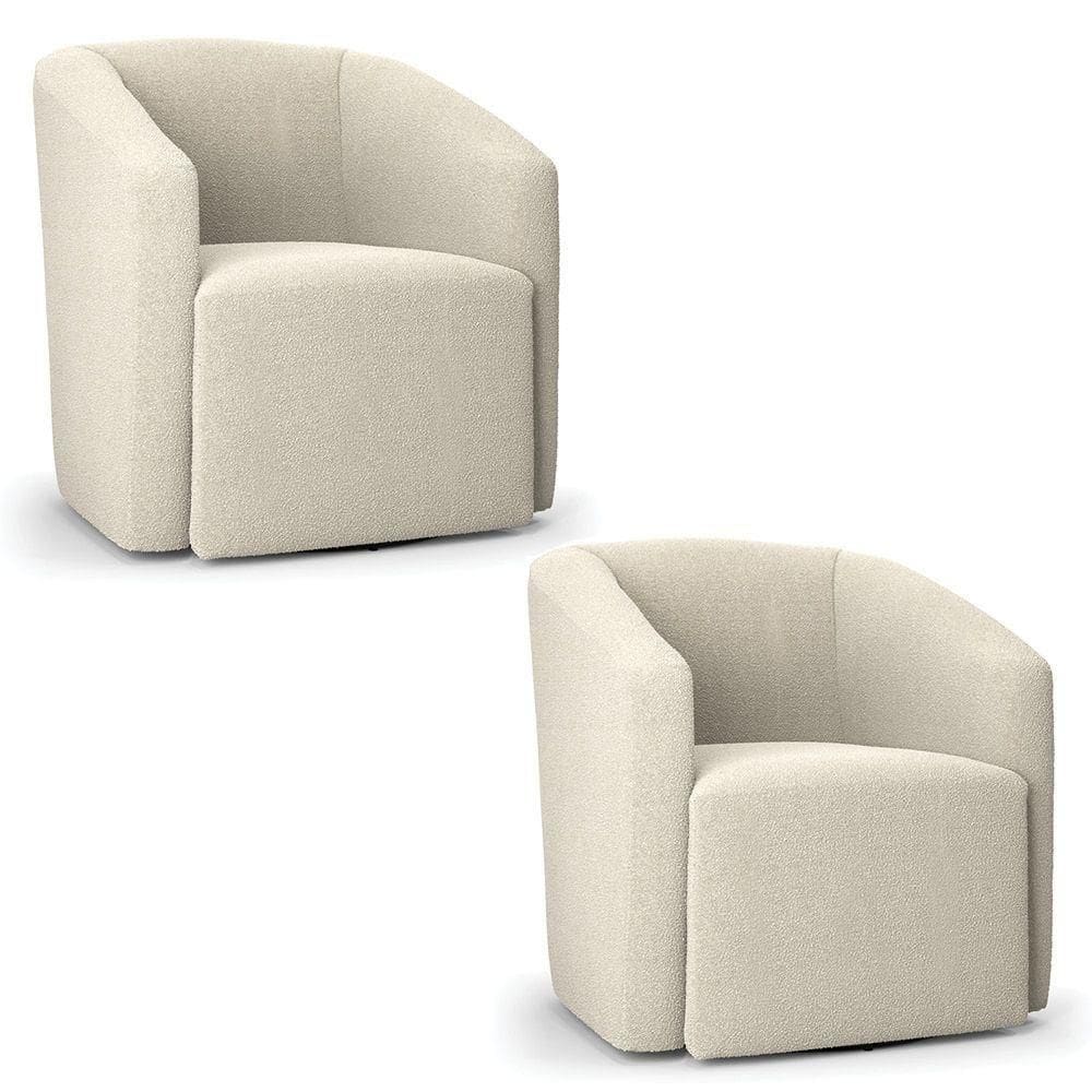 Kit 2 Poltronas Stella Max Bouclê Base Giratória Mostarda