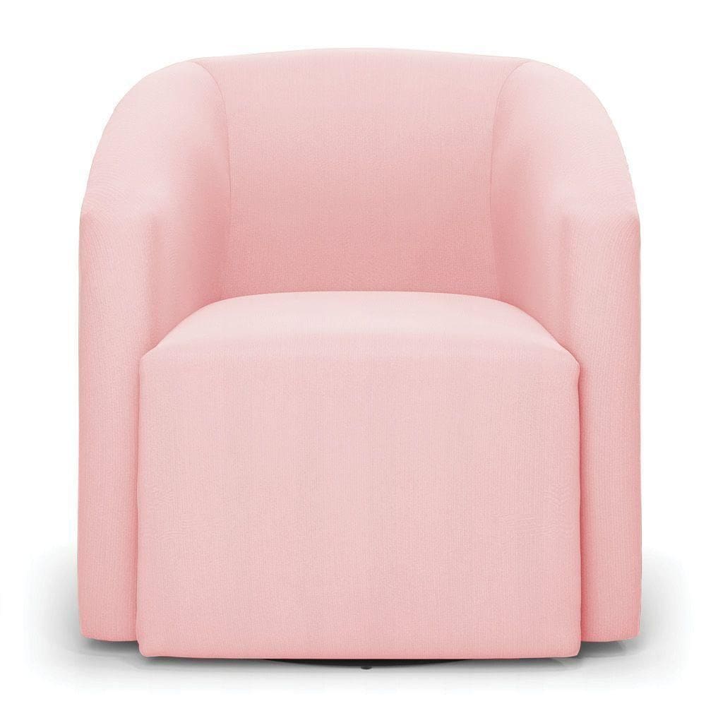 Poltrona Stella Max Suede Rosa Bebê Base Giratória - D`rossi
