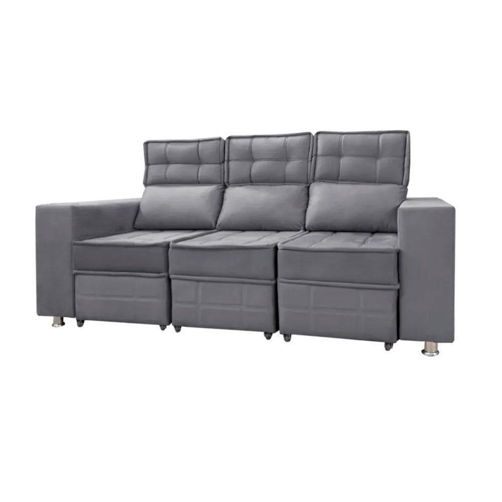 Sofá Retrátil E Reclinável 3 Lugares Londres Speciale Home Chumbo