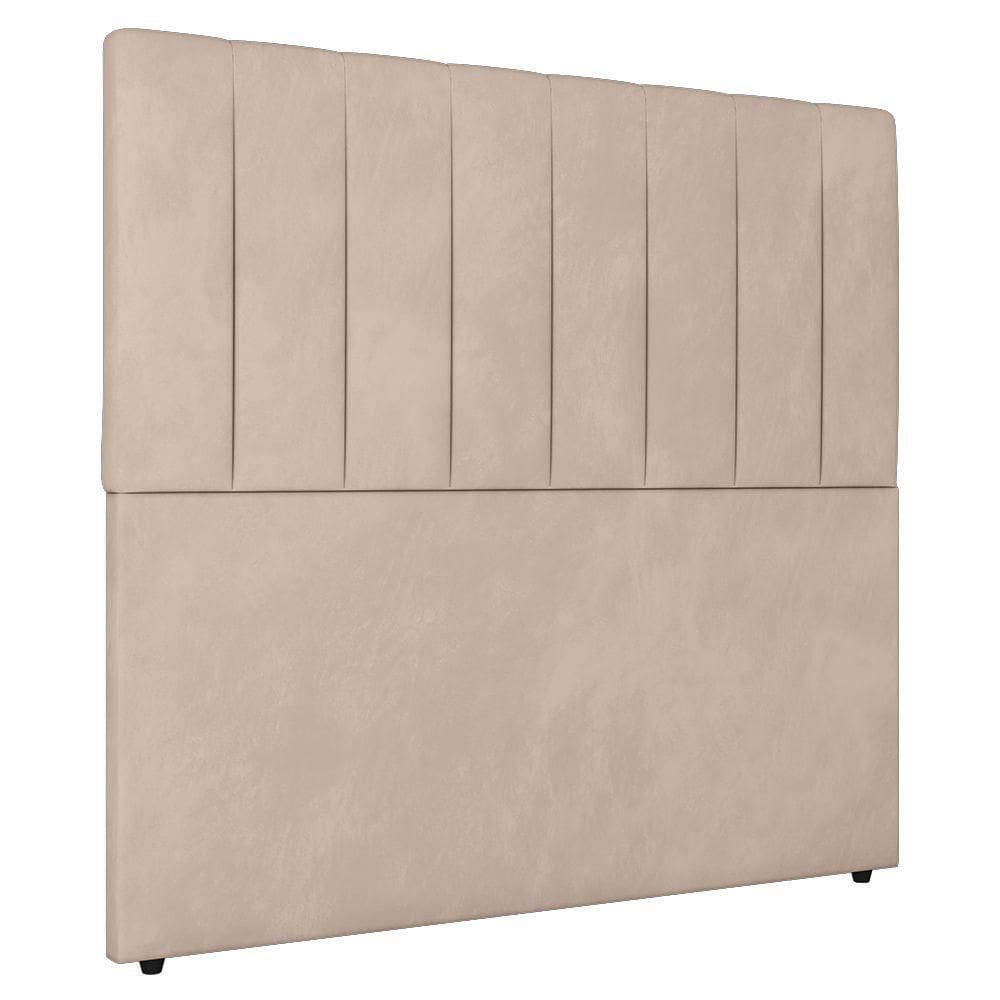 Cabeceira Cama Box Casal Queen Size Ivana 160cm Veludo Bege