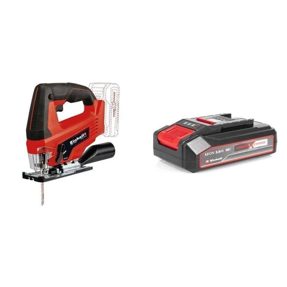 Kit Serra Tico Tico Einhell Tc-js 18 Li com Bateria Power-x-change 18v 2,5 Ah Li Einhell Preto
