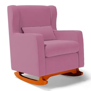 Poltrona De Amamentação E Descanso Zoe Com Base Balanço Suede Rosa - Desk Design