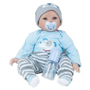 Doll Reborn Celestial 55 cm com roupas, mamadeira, chupeta e pai