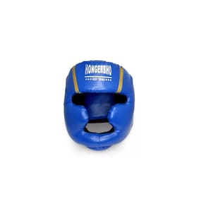 Capacete protetor de cabeça de boxe azul de couro sintético tamanho L