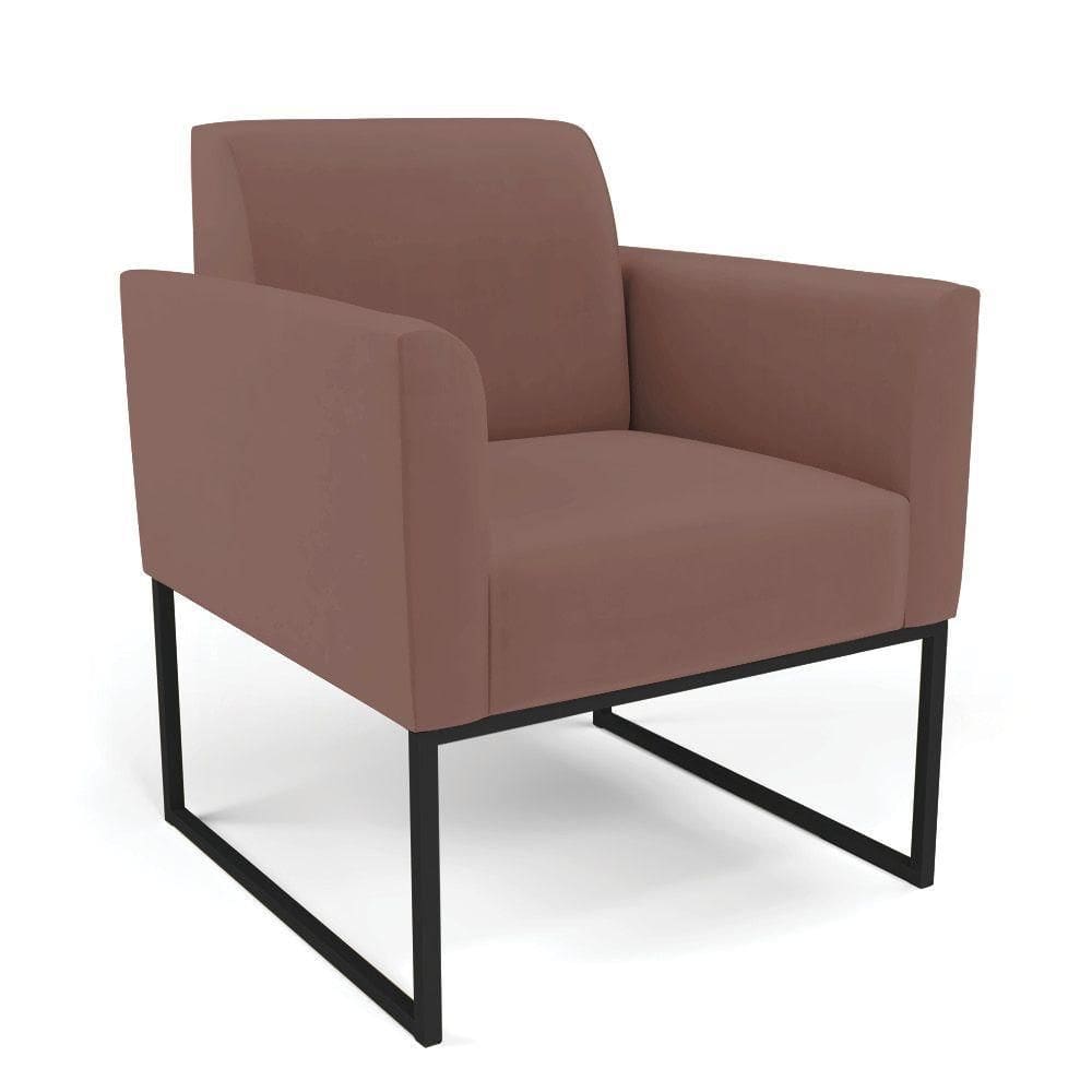 Poltrona Base Industrial Preto Marisa Veludo Rosê D03 - D`rossi