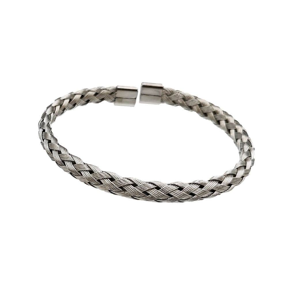 Pulseira Feminina Trançadas Bracelete Prego Moda Aço Inox
