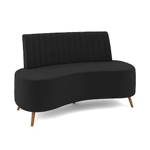 Sofá 2 Lugares Living 160cm Pé Palito Maraú Veludo K01 - D`rossi Cor Preto