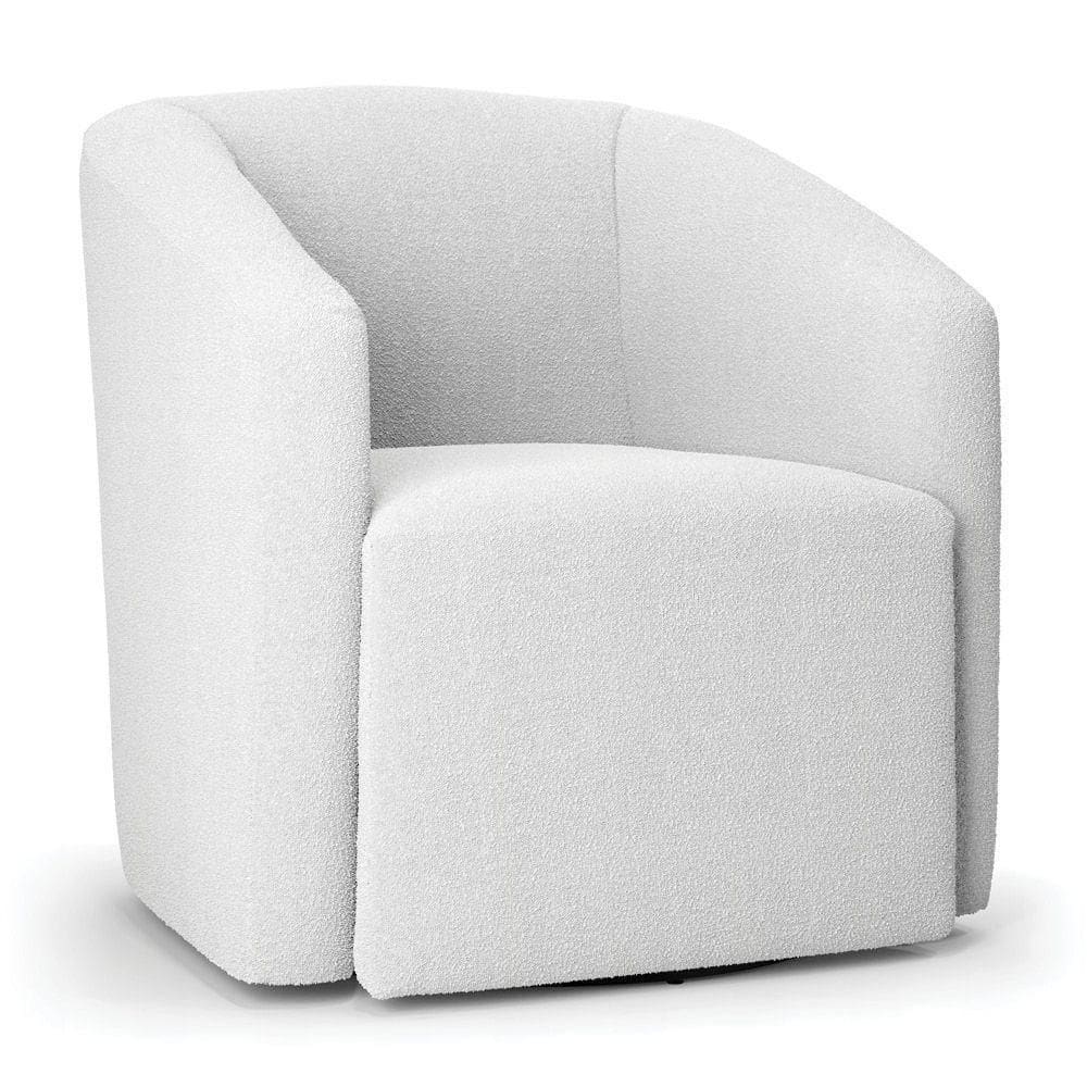 Poltrona Stella Max Bouclê Off White Base Giratória - D`rossi