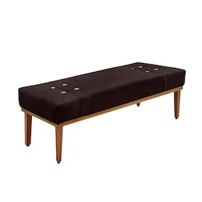 Divã Recamier Banco Base Madeira Para Quarto Gênova 195cm Suede S04 - D`rossi Cor Café