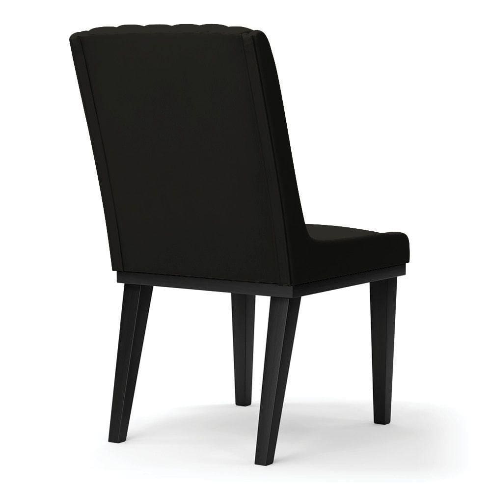 Cadeira Sala De Jantar Base Madeira Preto Kit 4 Sofia Suede D03 - D`rossi Cor Preto