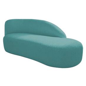 Divã Recamier Curvo Luna 185cm Lado Direito Suede - Adj Decor Cor Azul Turquesa