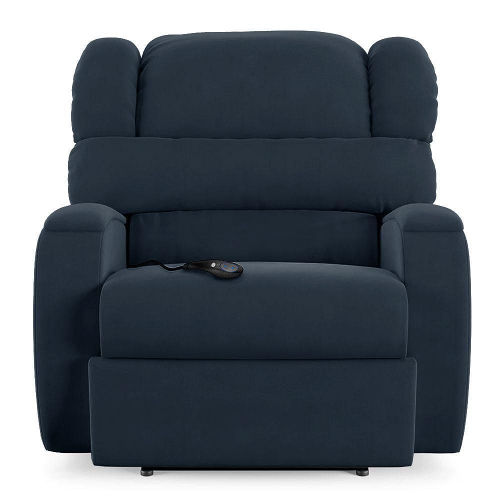 Poltrona Do Papai Sala De Cinema Reclinável Manchester Controle Elétrico Usb Veludo Azul