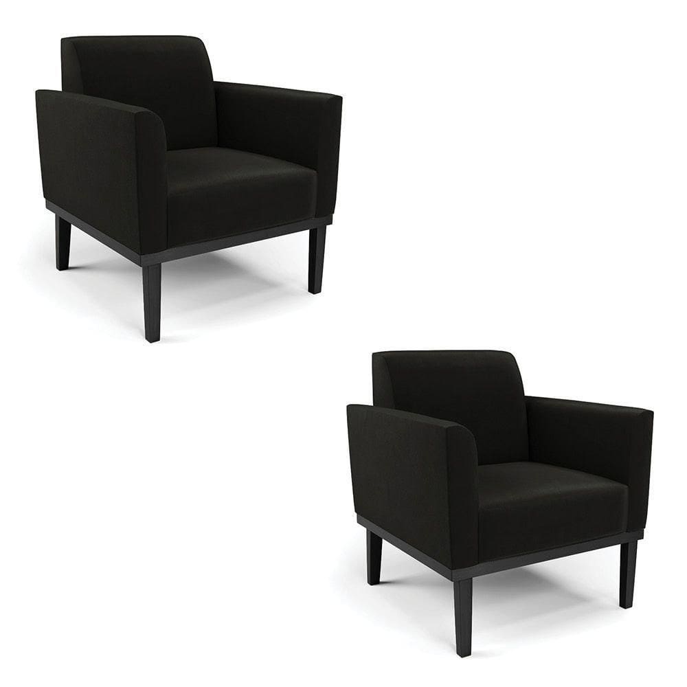 Kit 2 Poltronas Base De Madeira Fixa Preto Marisa Suede D03 - D`Rossi Preto