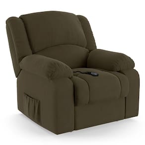 Poltrona Do Papai Reclinável Melim Controle Power Elétrico Veludo Fh1 - D`rossi Cor Capuccino