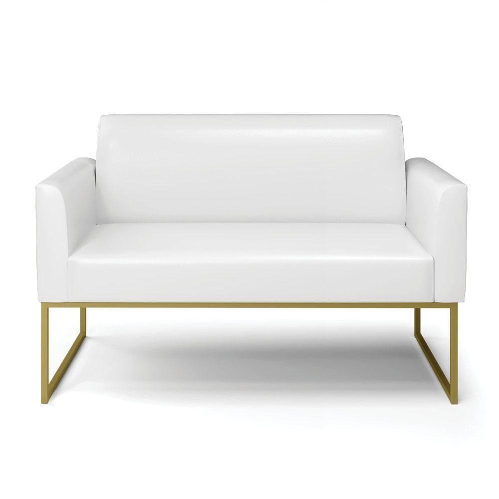 Sofá Namoradeira Base Industrial Dourado Marisa Corano Branco D03 - D`rossi
