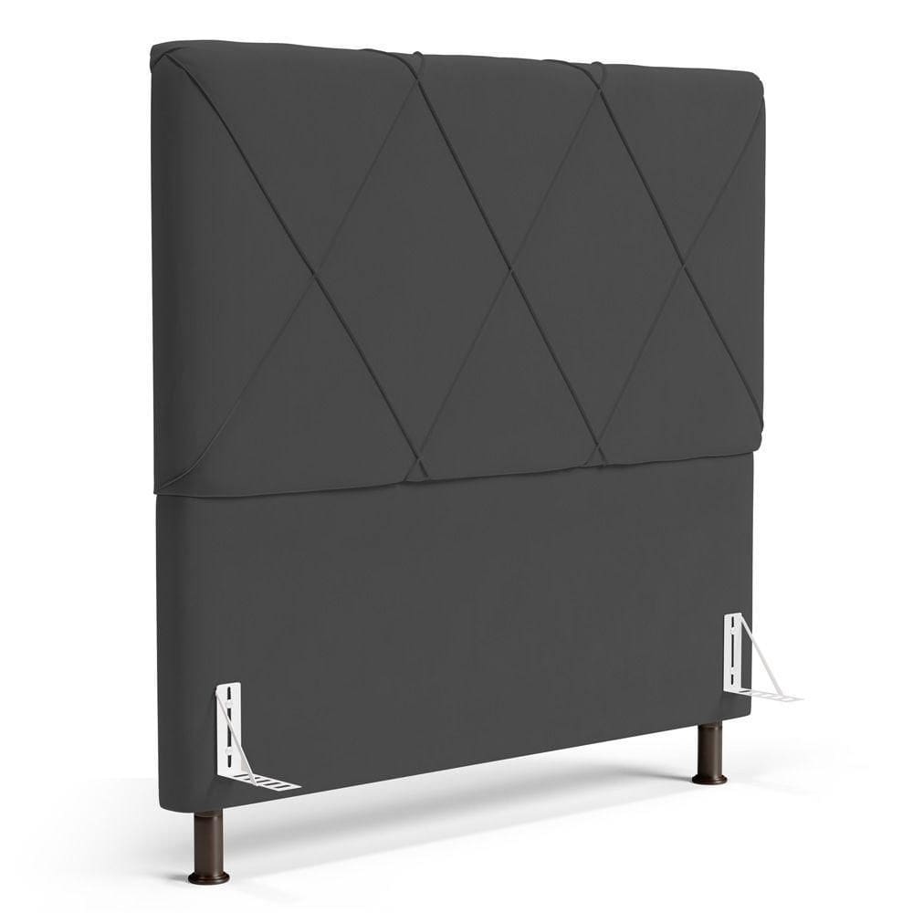Cabeceira Cama Box Casal Mel 140cm Com Frame Suede Cinza - Desk Design