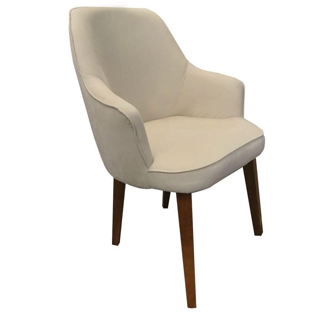 Poltrona Lorem Suede Bege Pés Chanfrado Tabaco C05 - D`rossi