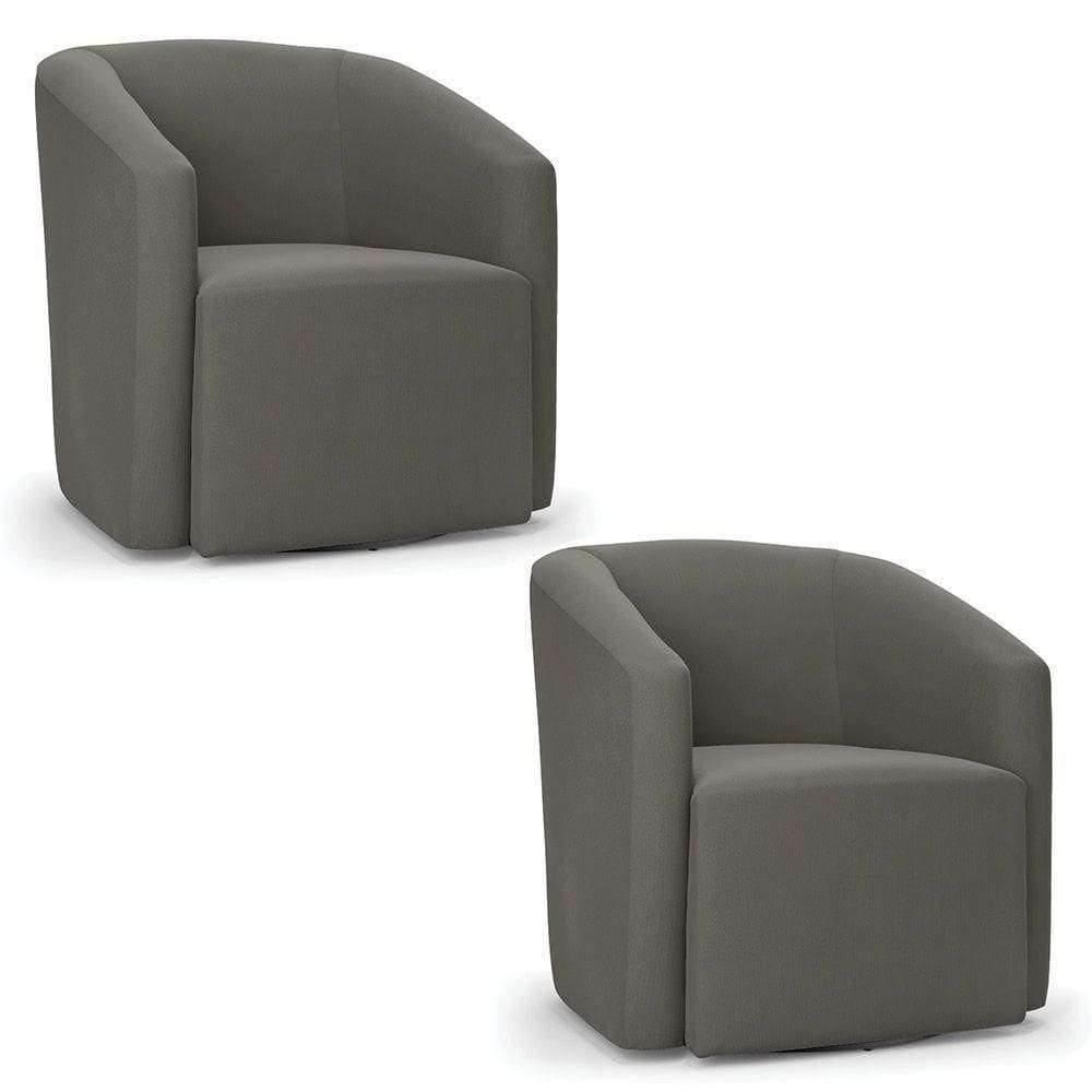 Kit 2 Poltronas Stella Max Suede Base Giratória - D`rossi Cor Grafite