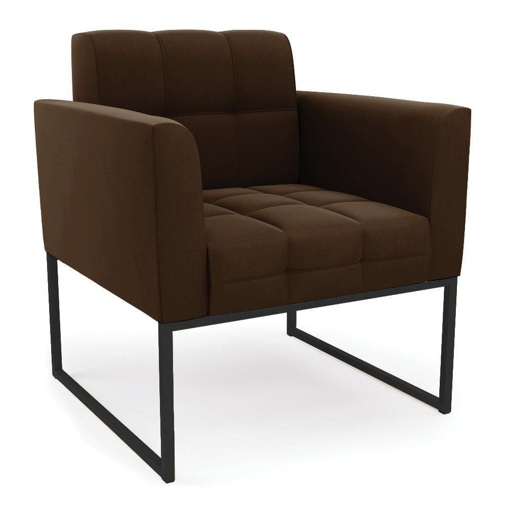 Poltrona Elisa Suede Marrom Base Metálica Industrial Preto - D`rossi