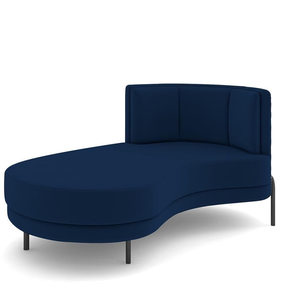 Sofá Chaise Longue Sala De Estar Living Lucca Esquerdo D02 Veludo Azul Marinho C-304 - Lyam Decor