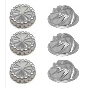 Kit 6 Peças Mini Forma Bolo Pudim Torta Suíça Decorada C5