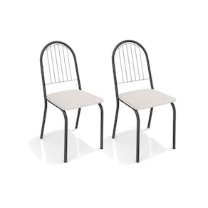 Cadeira de Cozinha Noruega 2C077PRF Kit 2 Un Preto Fosco/Courano Branco - Kappesberg