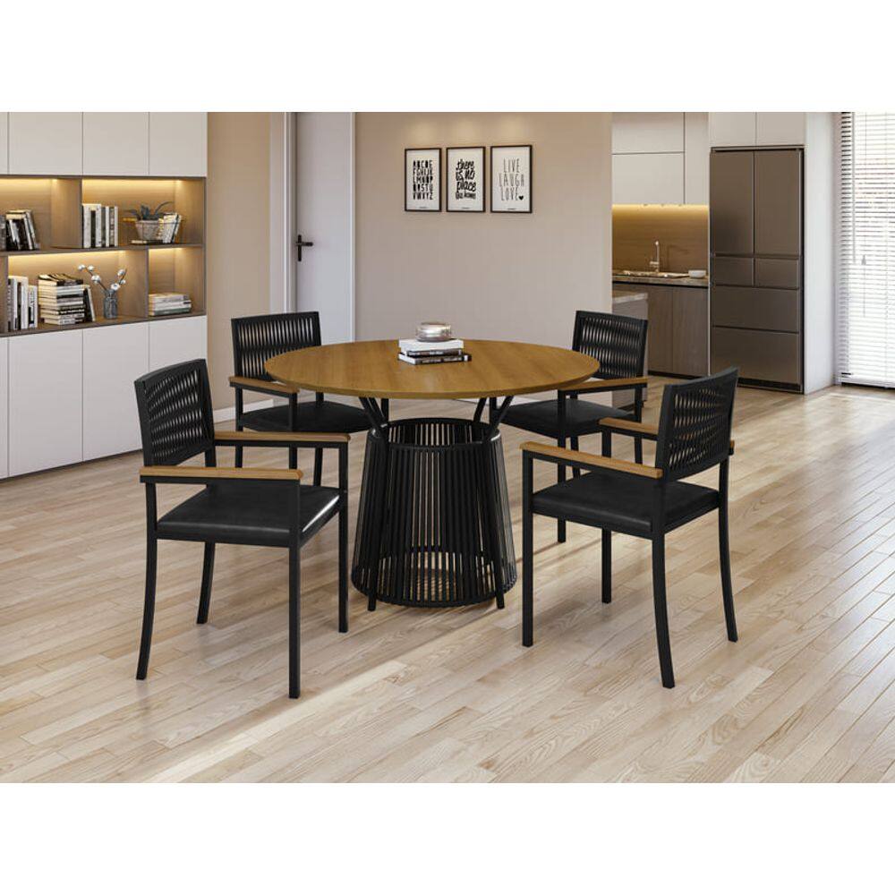Conjunto para Área Gourmet Laminado 4 Cadeiras 1,20m - Roma - Paonanda Decor