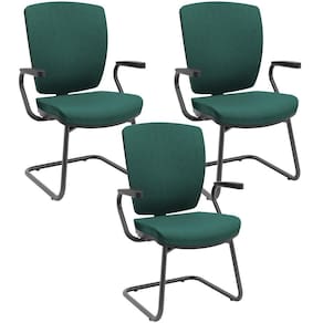 Kit 3 Cadeiras De Escritório Fixa Executiva Office Preto Slim Alta Flexi P03 PoliésterVerde -Lyam