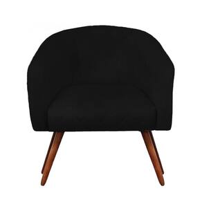 Poltrona Bianca Com Tressê Suede Preto Pés Palito Castanho - D`rossi