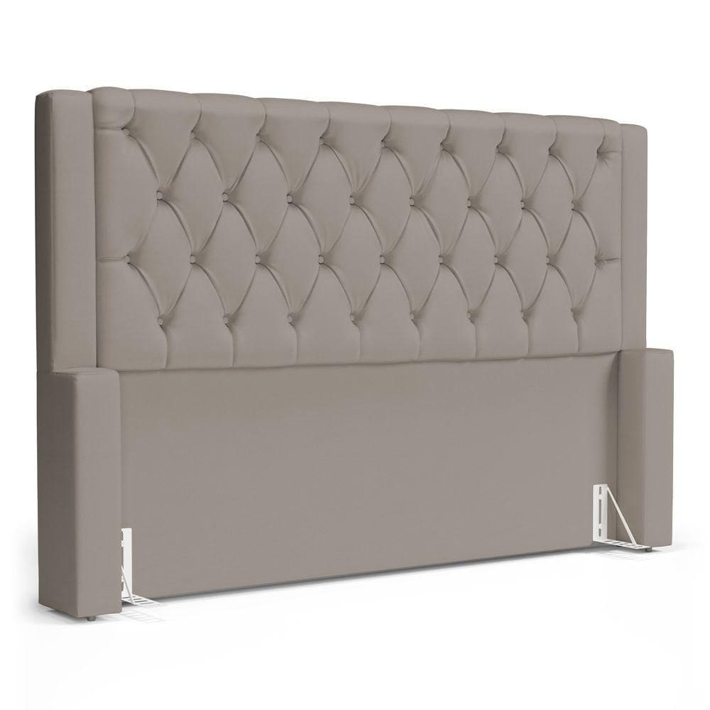 Cabeceira Atena Para Cama Box Casal Padrão 140cm Capitonê Com Frame Suede Bege - Desk Design